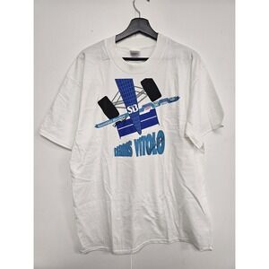 Vintage Dennis Vitolo Racing Shirt Mens Large White Autograph IndyCar‎ 90s